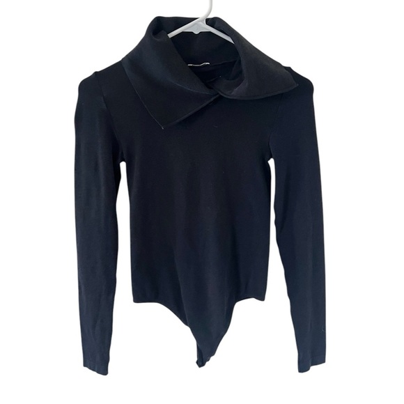 Wolford Black Collared Long Sleeve Bodysuit - Picture 1 of 8